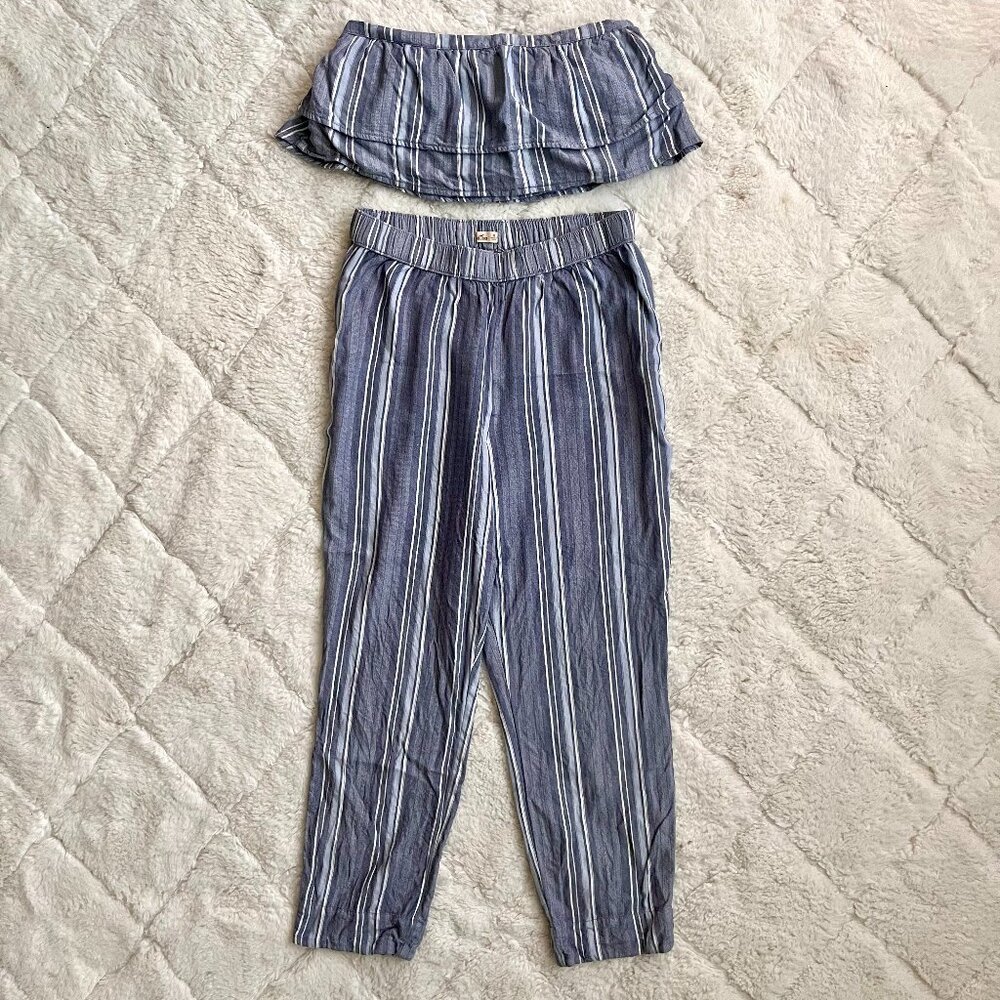 Hollister Blue Gray Striped Two Piece Set